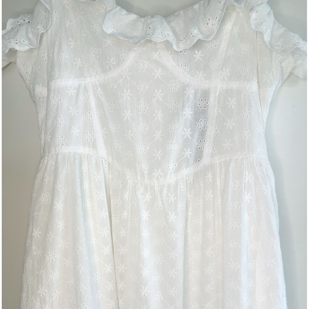 Lulus Lovely Weather White Eyelet Midi Dress L Bustier Embroidered Sundress NWT - Picture 7 of 16